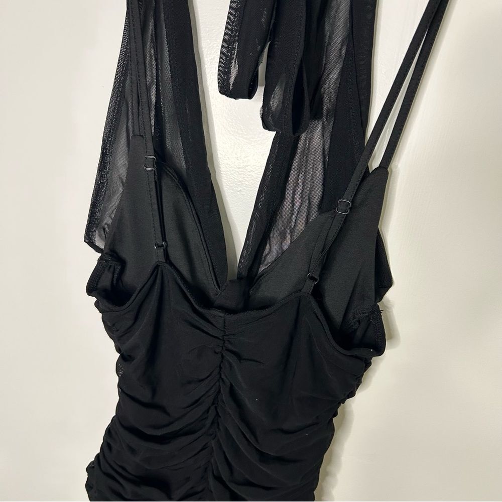 Sexy black cross halter ruched bodysuit | medium | NWT - Picture 10 of 10